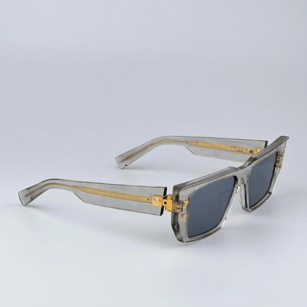 Balmain B-VI BPS-121B-54 Men BRAND NEW Sunglasses Titanium Gold Grey Cat Eye